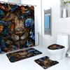 Direct Supply Digital Printing Tiger Lion Flower Animal Bathroom Curtain Non-Slip Floor Mat Bathroom Four-Piece Set
