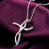 925 Sterling Silver Cross Zircon Pendant Necklace Wedding Charm Jewelry