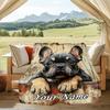 1PC Custom Name French Bulldog Portrait outdooor Flannel blankets Throw Blanket All-Season Throw Gift Bedspread for Couch, Bed, Camping Holiday Birthd