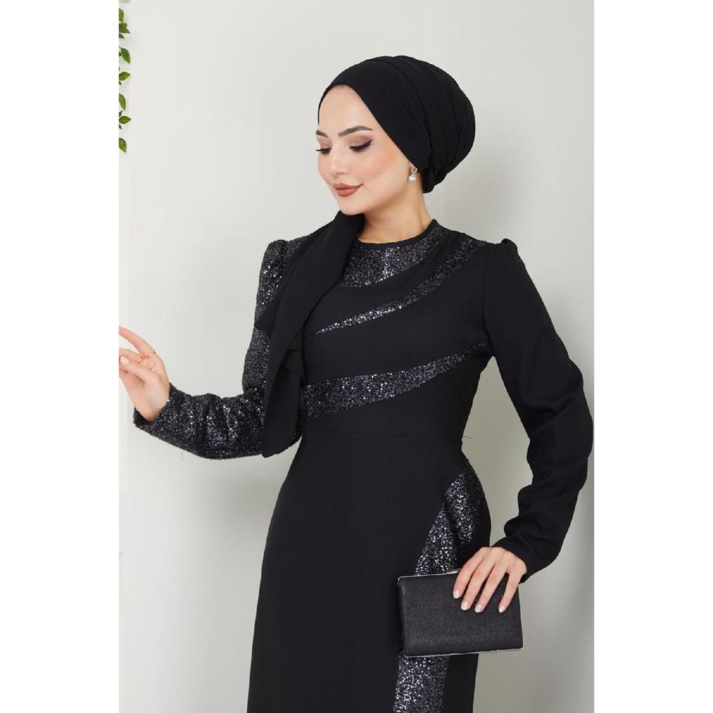 Женская одежда Вечернее платье Модное платье-рыбка с пайетками 2710 Черный