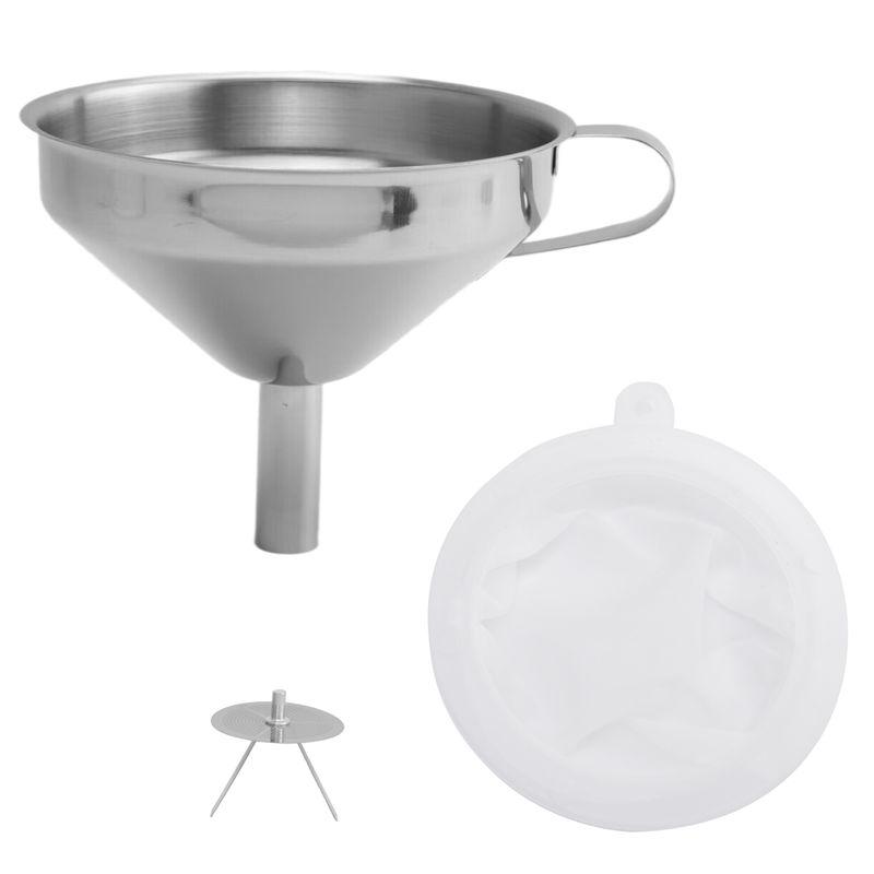 Practical-5.1 Inch 304 Stainless Steel Kitchen Funnel With 200 Mesh Food Filter Strainer For Transferring Liquids, Oil, Making J