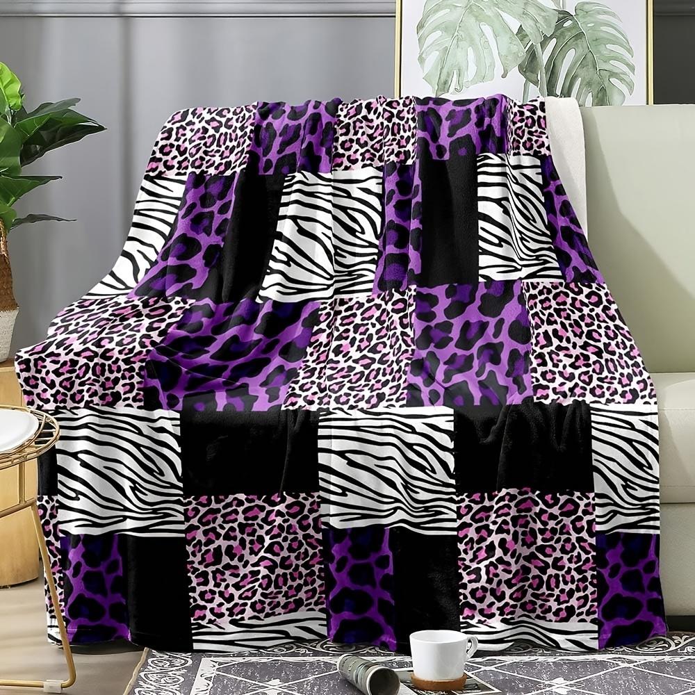 1pc Luvivihome Purple Leopard Throw Blanket Black And White Zebra Blanket Patchwork Pink Cheetah Print Blanket Cozy Lightweight Fu