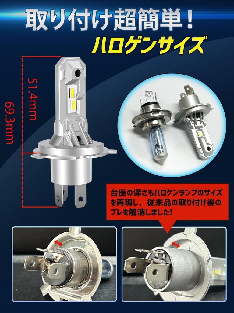 Светодиодная фара Briteye H4, Совместимая с техосмотром, Переключение ближнего/дальнего света, Светодиодная H4, Галогенный размер,