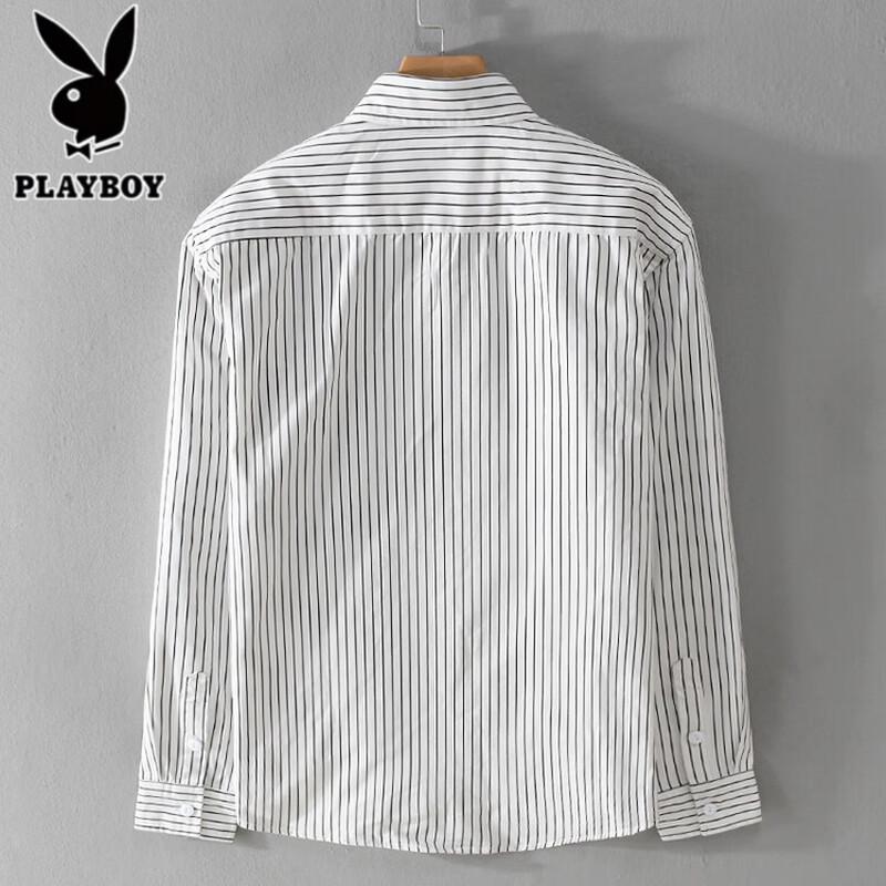 PLAYBOY Мужская полосатая рубашка с длинным рукавом