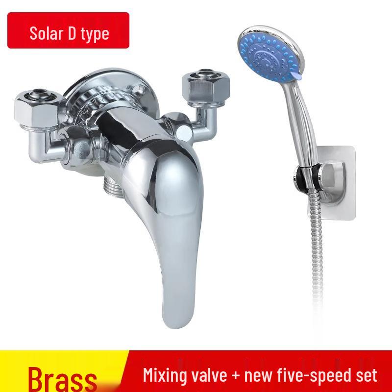 Exposed Shower Mixer Valve with Hot/Cold Faucet and Shower Head for Solar Heaters
