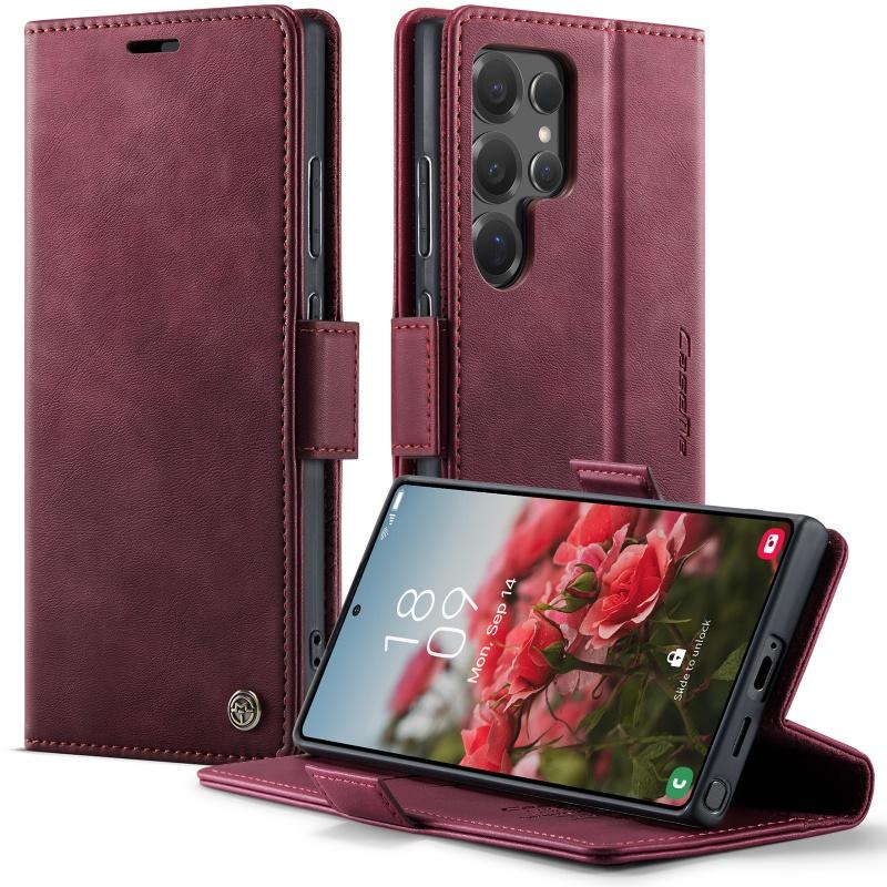 Магнитный чехол-книжка из кожи для Samsung Galaxy S26 Plus S25 Edge S24 FE S23 S22 S21 S20 Note 20 Ultra 5G с отделениями для карт