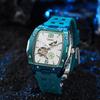 Starry Moon Phases Hollow Out Automatic Mechanical Watch Rubber Strap Luminous Wristwatch Tonneau Sports Men's Tourbillon Watches