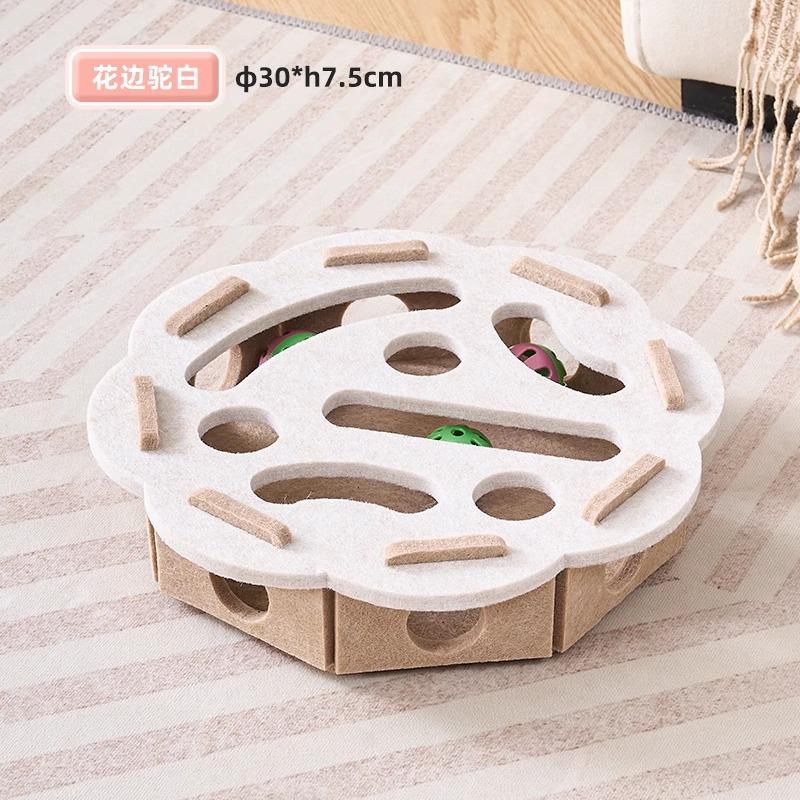 Cat Toys Ball Teasing Cat Box Self Fun Soothing Tool Bell Ball Wear Resistant Felt Spinning Wheel Ball Fun Hunting Toy Plate