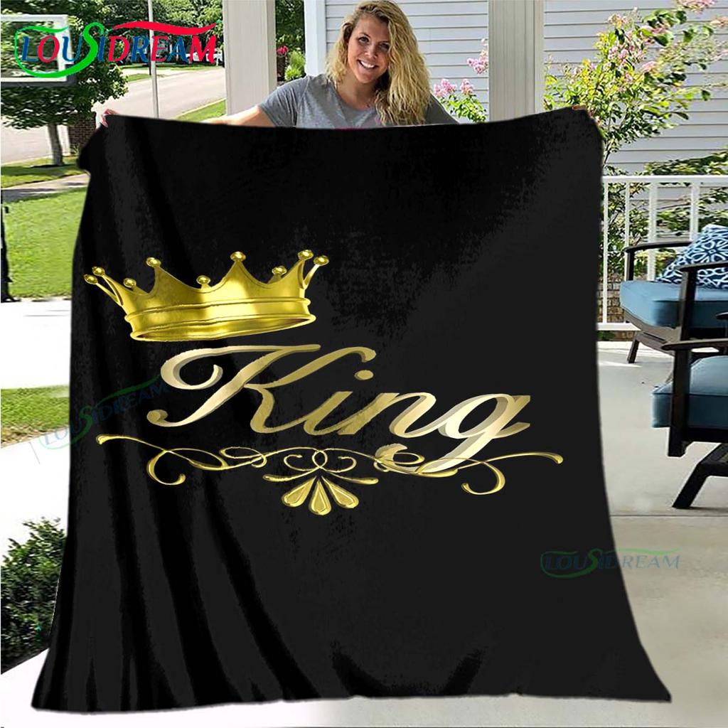 Hot Pattern KING and QUEEN Pattern Blanket Flannel Thin Blanket Portable Home Travel Office Lunch Break Blanket Birthday Gift