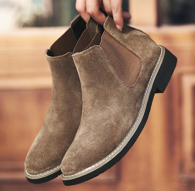 Мужские ботинки челси из коровьей замши, мужские ботинки без застежек, осенне-зимняя обувь H85