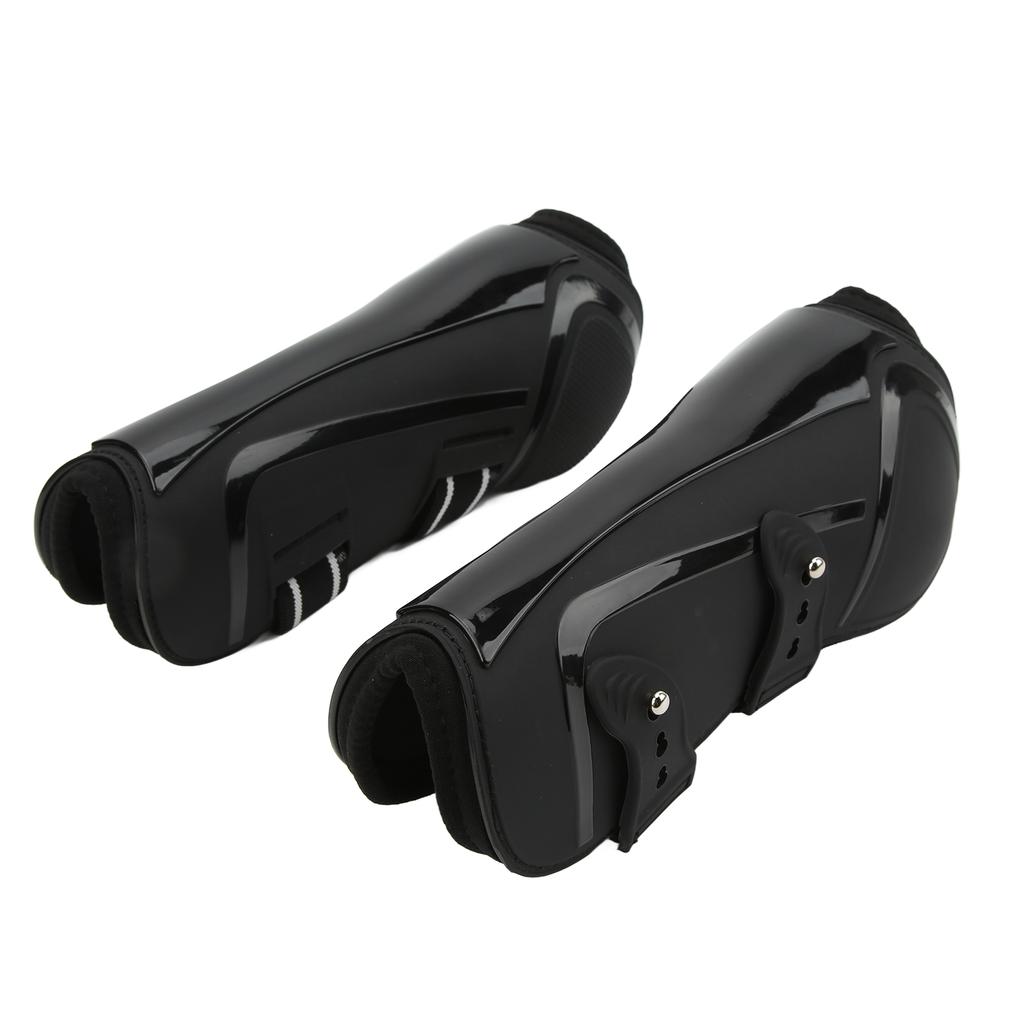 Horse Leg Boots PU Shell Elastic Neoprene Secure Horse Leg Guard for Tendon Blood VesselsBlack Front Legs M