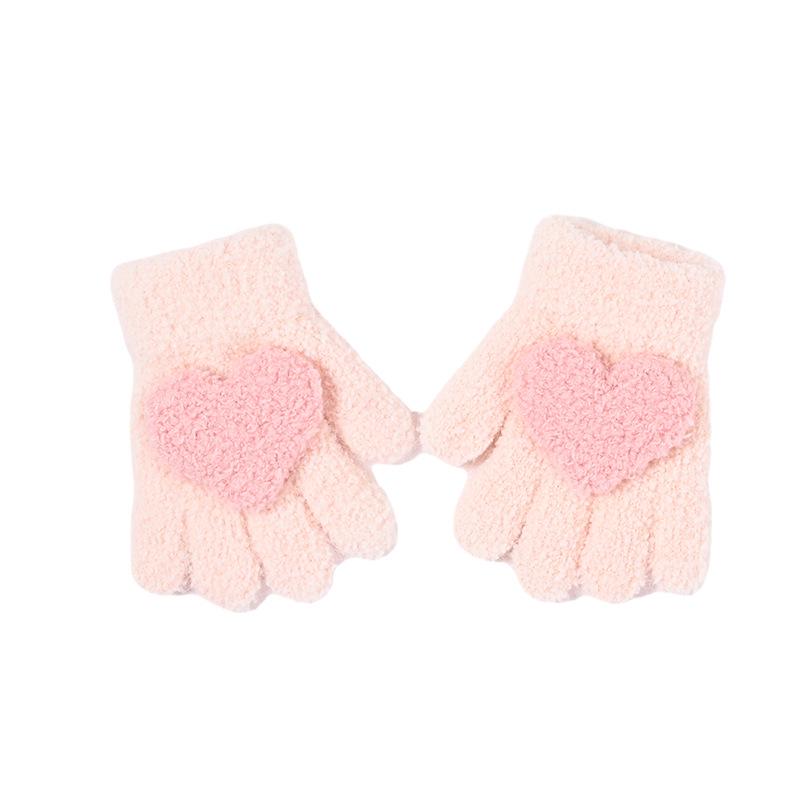 Cozy Five-Finger Knitted Children's Gloves for Autumn/Winter