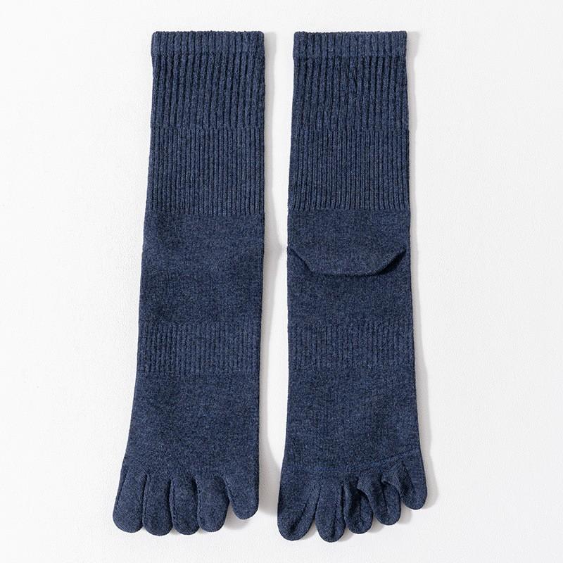 Five-Finger Socks Men'S Pure Cotton Medium Tube Socks Spring And Autumn Breathable Sweat-Absorbing Deodorant Antibacterial Split-Toe Socks Stockings