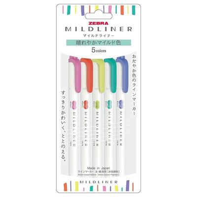 Набор из 5 цветов для подводки Zebra Mild Liner Radiant Mild Color на водной основе (Оптовая закупка) WKT7-5C-HC-N [×5]
