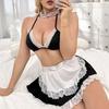 Европейский и американский сексуальный секс Молочный шелк Сексуальный комплект из двух частей Униформа Соблазнение Наряд горничной Кружевное платье
