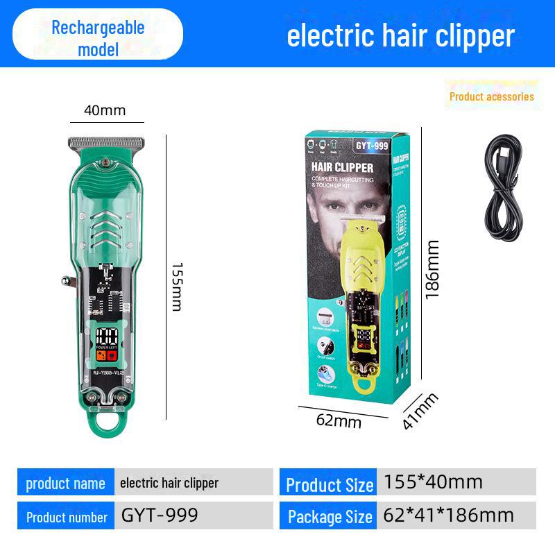 Rechargeable Electric Hair Clippers with LCD Display for Men's Shaving