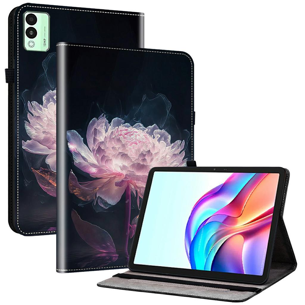 Для TECNO Megapad 11 Кожаный чехол с принтом, подставка, чехол для планшета с отделениями для карт