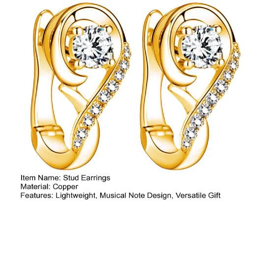 1 пара сережек-гвоздиков с блестящими стразами и инкрустацией в виде музыкальных нот