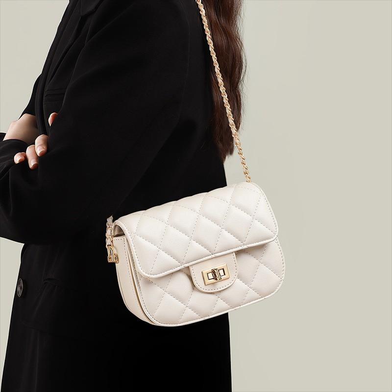 Womens Chic Crossbody Bag Lightweight Luxury Mini Square With Chain Strap Quilted Design