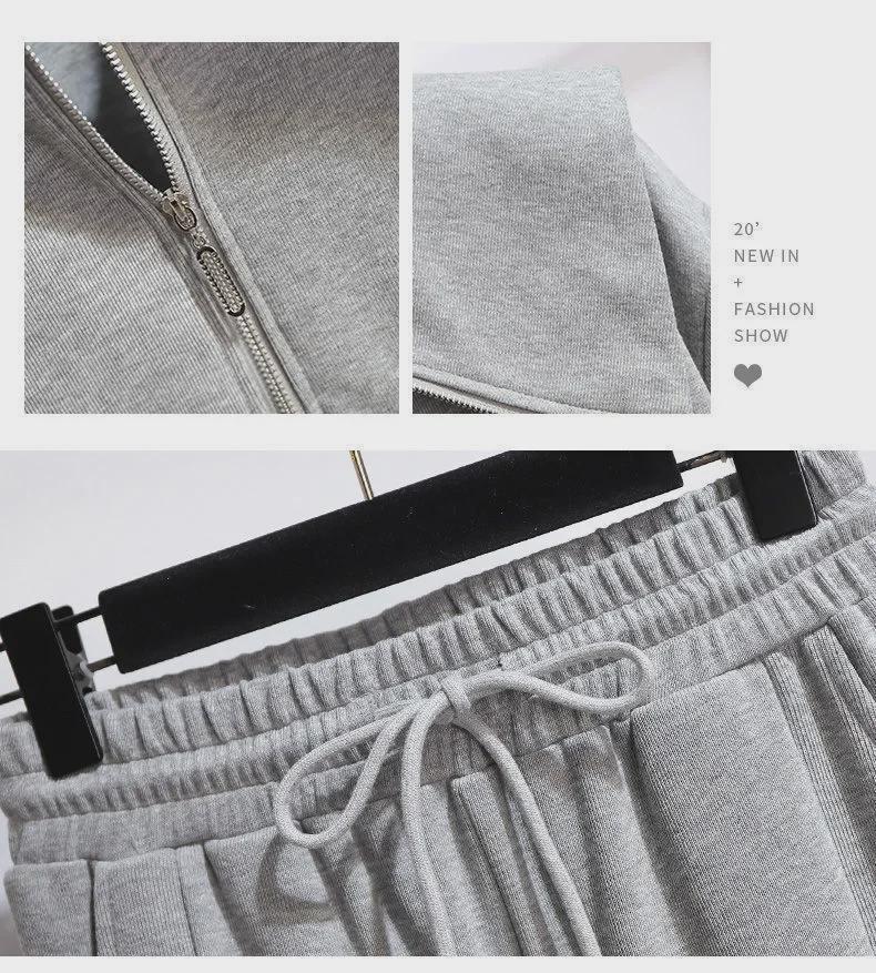 Женский комплект из двух предметов: Куртка с длинными рукавами и широкие брюки с высокой талией — идеальный вариант для повседневной моды на весну/осень