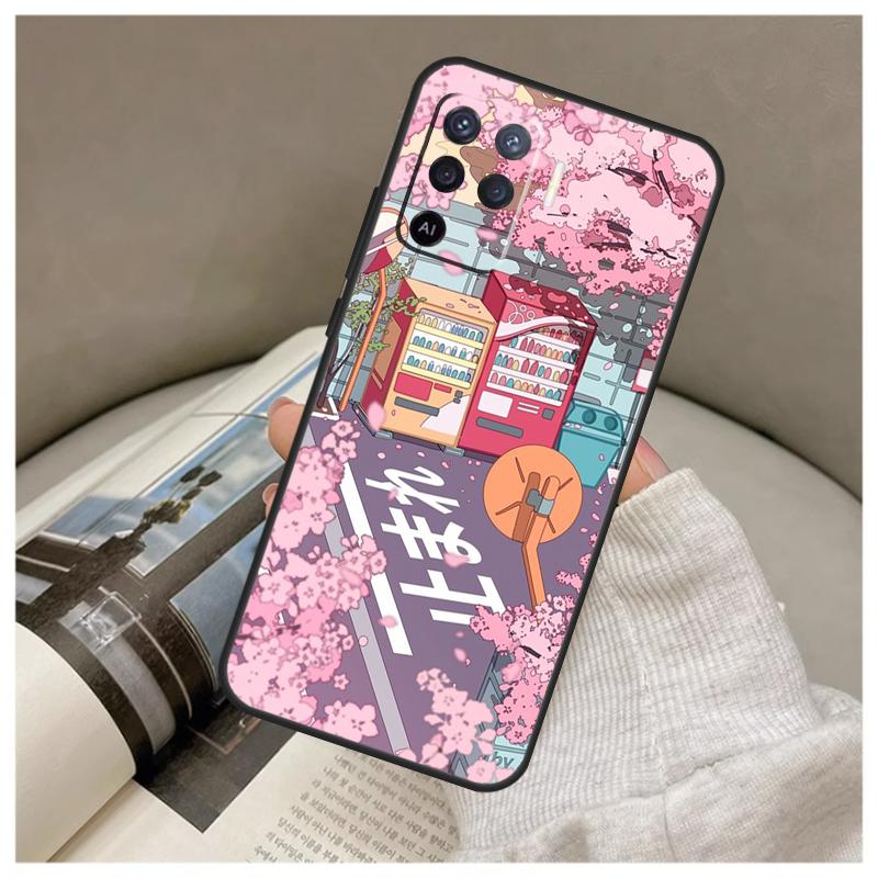 Чехол Цветок вишни для OPPO A77 A57 A17 A54 A74 A94 A15 A16 A52 A72 A91 A93 A57s A76 A96 A5 A9 A31 A53