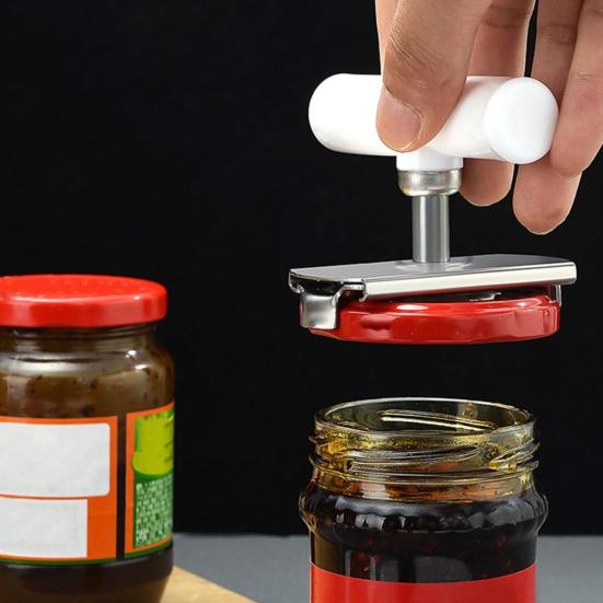 Arthritis Jar Opener Stainless Steel Lid Remover Gear Design Ergonomic Can Opener for Lids 1" to 4" Grip Easy Twist