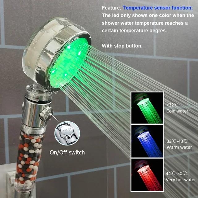 Новый LED душевой лейк SPA с контролем температуры, 3/7 меняющих цвет, анионный, водосберегающий, ручной, для ванной комнаты, дома, инновационные аксессуары