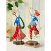 Metal Gujrati Couple Dancing Showpiece for Home Decor, Gift Items, Multicolor, 13.3 X 6 X 4 Inches