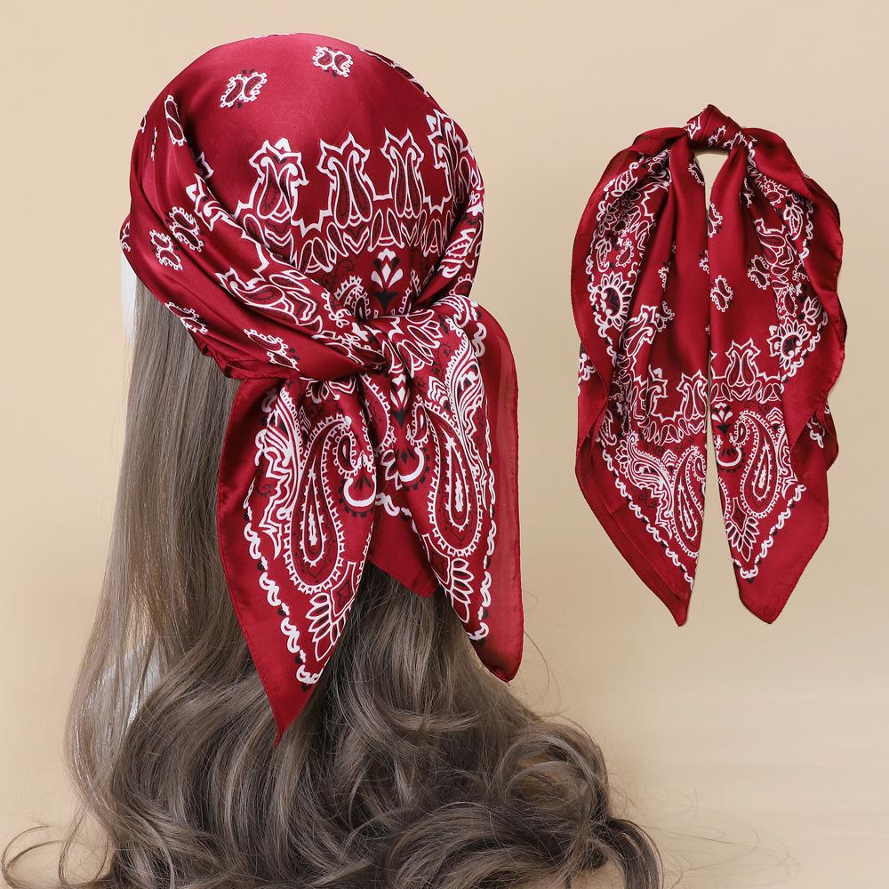 High-End Small Square Scarf Fashion Printed Silk Scarf Cashew Nut Silk Scarf Women Spring And Summer Retro Neck Silk Scarf Women