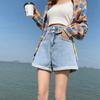 Classic and Minimalist Fashion Versatile Summer Women's Loose High-waisted Thin Burlap Wide-legged A-line Denim Shorts Individuality and Trendiness