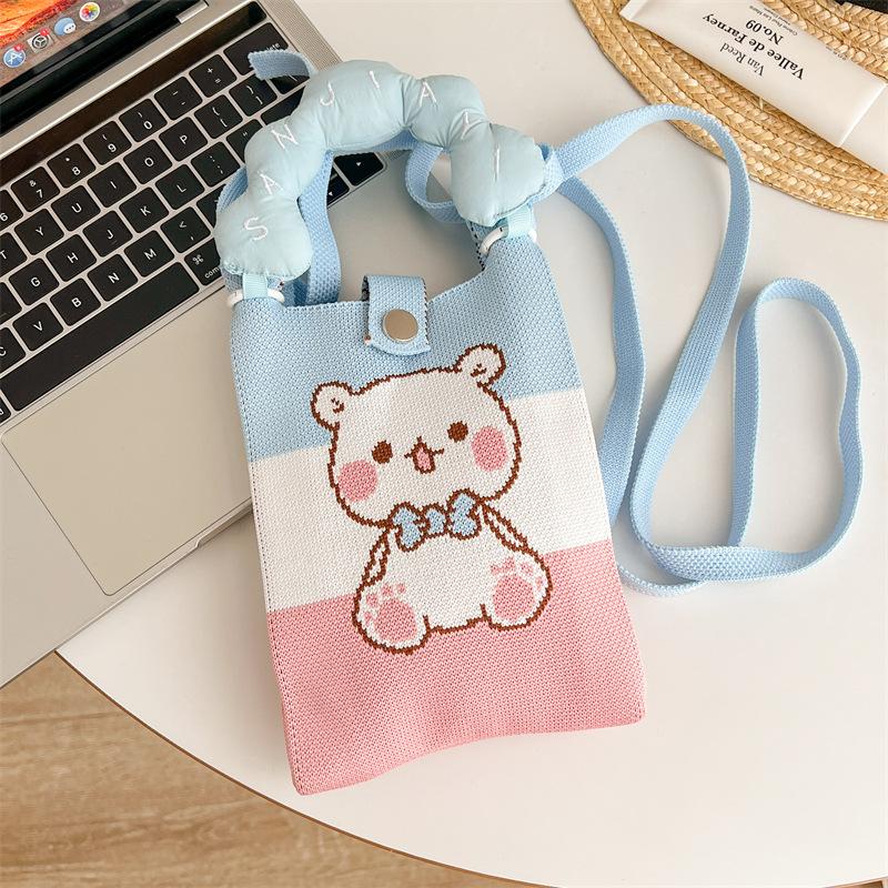 Mini Knitted Mobile Phone Bag With Niche Design Cute Cartoon Versatile Portable Commuting Crossbody Bag For Women