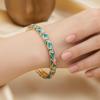 Lightweight Metal Cloisonne Floral Bangle Rhinestone Thin Bracelet  Holiday Presents