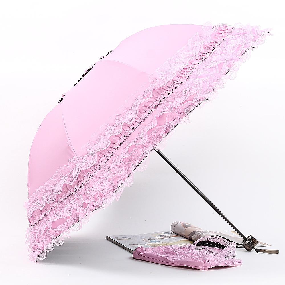 Folding Princess Umbrella Anti-uv Sunshade Lace Umbrella Girl Women Rain Sun Umbrella Windproof Portable Travel Female Parasol