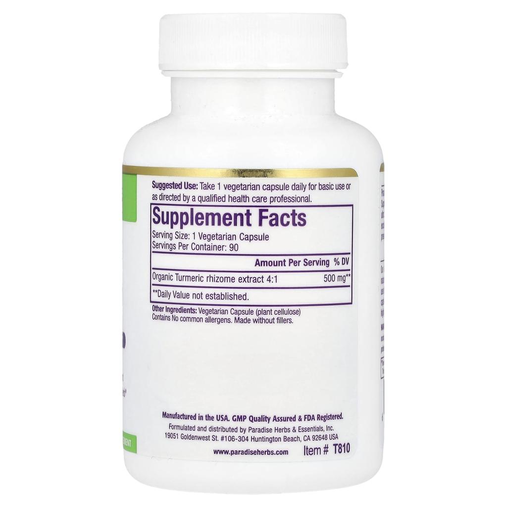 Paradise Herbs Turmeric Extract, 90 Veggie Capsules
