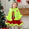 Рождественское платье-накидка для девочек с меховой отделкой, красное праздничное костюм для выступлений для малышей 1-6 лет, платье для вечеринки, тематический наряд
