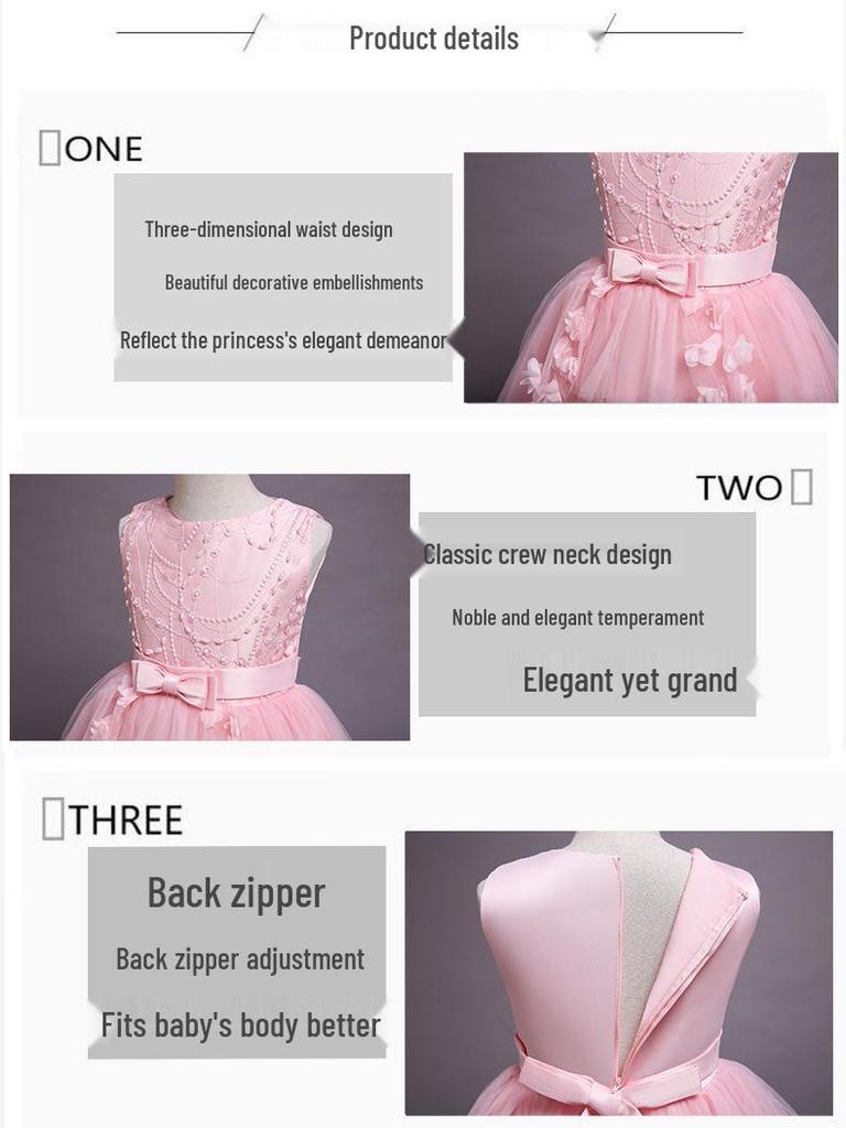 Детское формальное пышное свадебное платье принцессы с кружевным шлейфом для подиума и выступлений