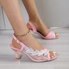 Women High Heel Sandals New 2024 Summer Fashion Peep Toe Pumps Ladies Design Shiny Leaves Party Shoes for Women Plus Size 43