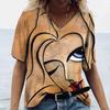 3D Digital Printed Short Sleeved Top for Women Fashionable  Casual Street Women V-neck T-shirt T-Shirts (women’s)