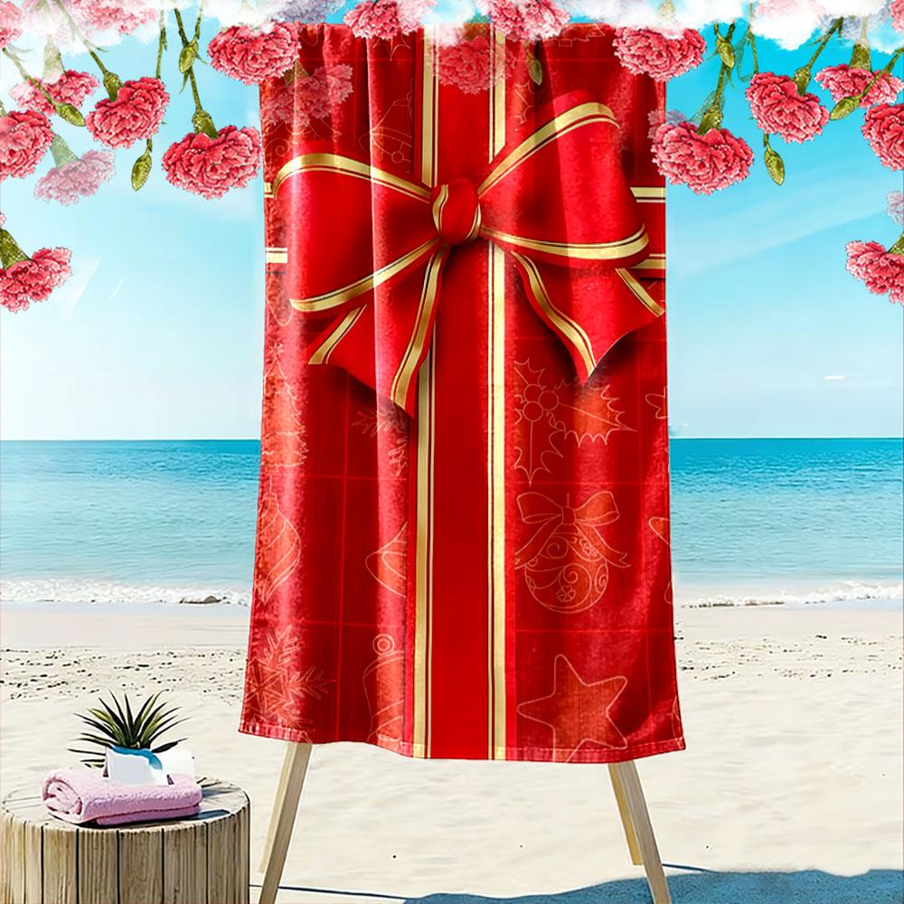 Radiant festive elegance Print beach towel, quick drying, suitable for travel, outdoor sports, jogging, the beach and swimming, gift