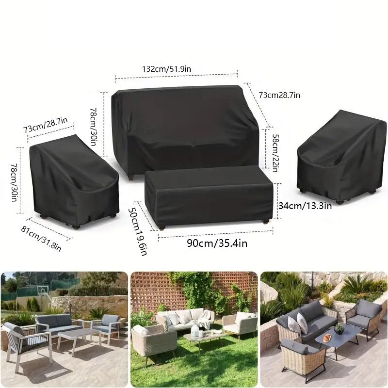 Набор чехлов для мебели для патио, подходит для 4 предметов, ротанга для патио, плетеного стула, набора мебели для разговоров, прочная водонепроницаемая ткань 210D