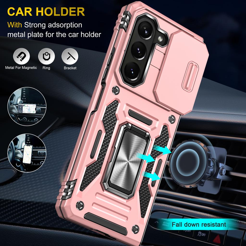 Armor Series For Samsung Galaxy Z Fold6 5G Kickstand Case Slide Lens Cover PC+TPU Phone Shell