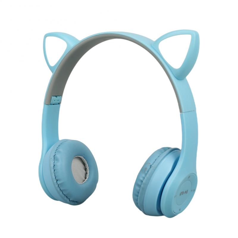 Наушники-кошачьи ушки с подсветкой RGB, беспроводные, V5.1, складная гарнитура, съемный микрофон, компьютерные игровые наушники