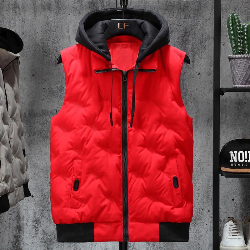 Мужские зимние куртки без рукавов с капюшоном, новая мода, осенний жилет на молнии, холодный жилет в корейском стиле, мужская верхняя одежда с вышивкой