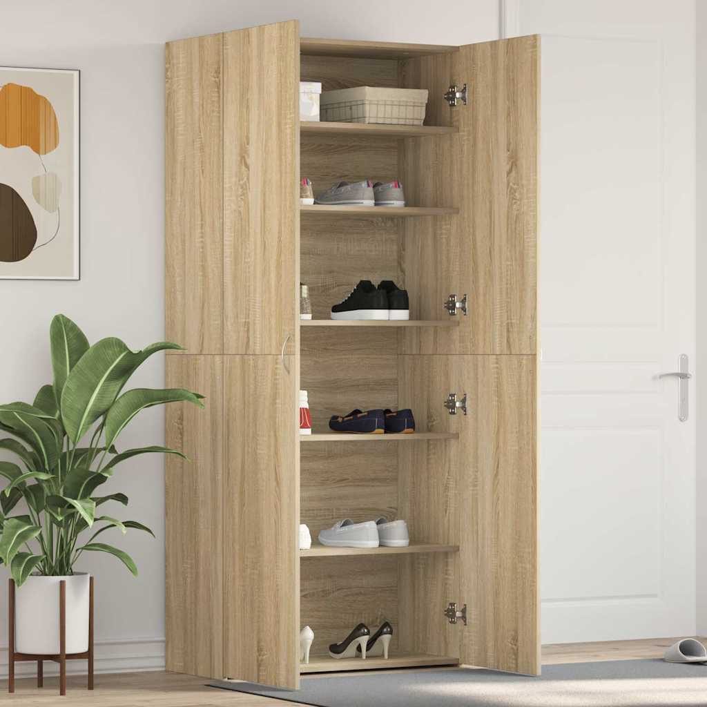 Shoe Cabinet with Shelf Brown 80 x 35.5 x 180 cm Particleboard