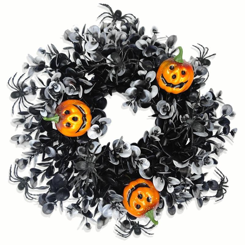 1pc Realistic Artificial Dead Branch Wreath with Simulation Pumpkin Vine & Branches - Plastic Door Hanging Decoration Suitable