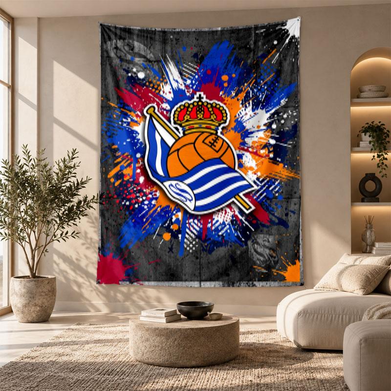Decorative Tapestry,Real Sociedad FC Printed Wall Art, Lightweight Wall Hanging For Bedroom Background