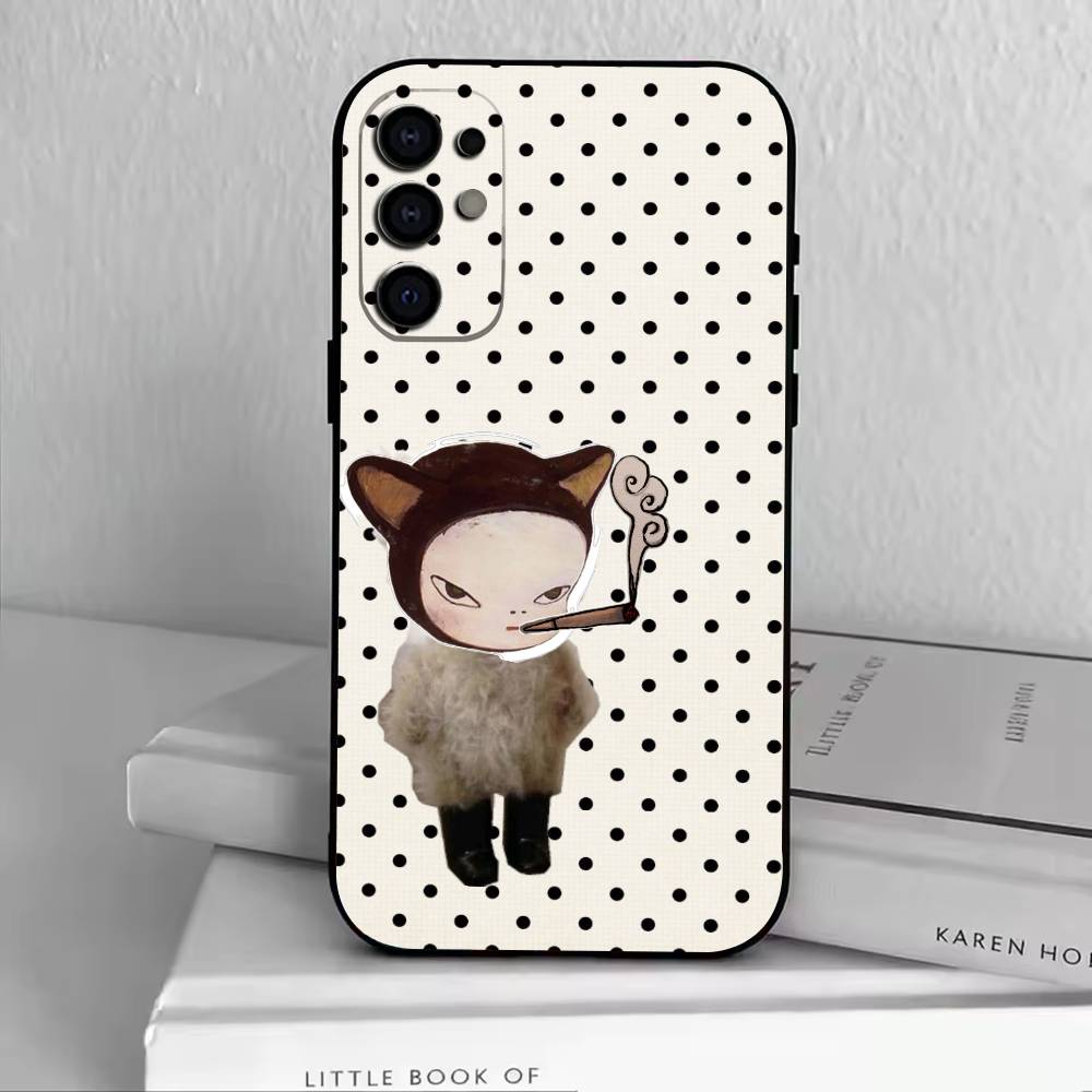 Арт-игрушка Y-Yoshitomo -N-Nara Чехол для телефона Samsung S25,S24,S21,S22,S23,S30,Ultra,S20,Plus,Fe, Мягкий силиконовый черный чехол
