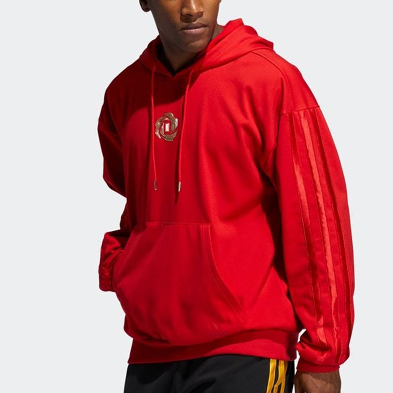 adidas Толстовка с капюшоном CNY Series с принтом розы, мужские топы, малиновый GN5367
