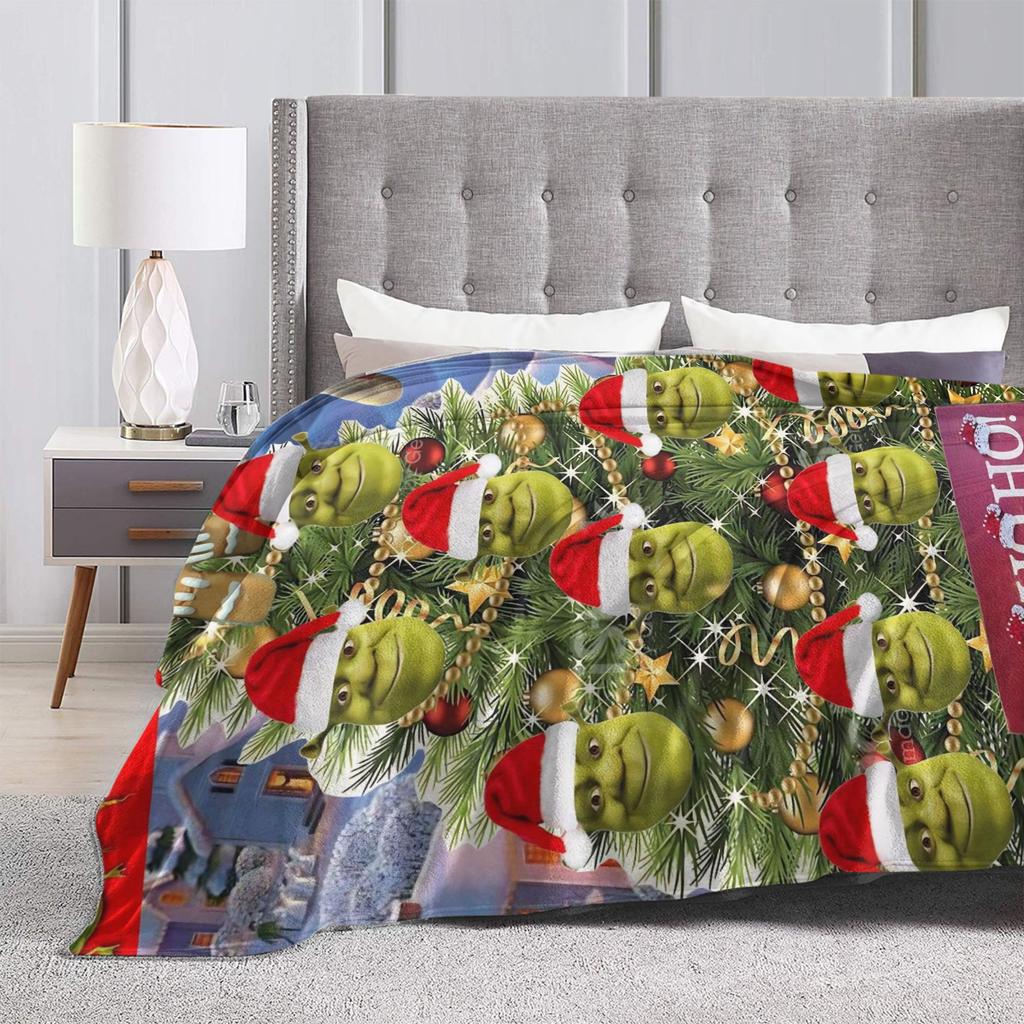 Christmas Shreks Pun Plush Blanket Students Flannel Throw Blanket For Couch Bed Super Customized Quality Bedspread Gift Idea