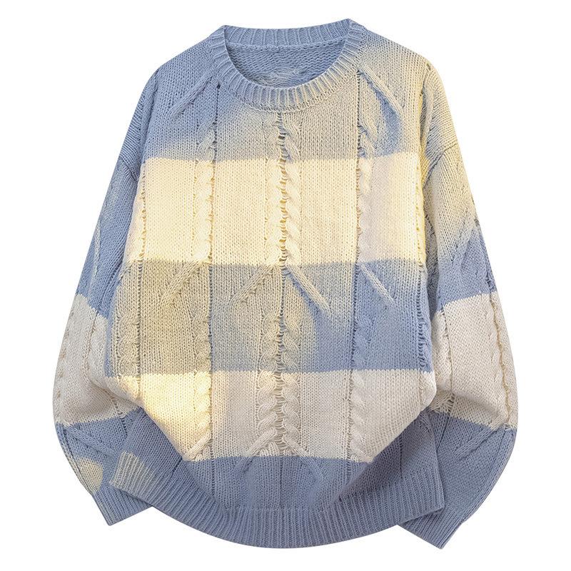 Pullovers Long Sleeves Sweaters Unisex Sweater Paragraph Spring and Autumn Couple Models Spotted Striped Bottoming Knit Shirt Retro Men's Wool Sweater